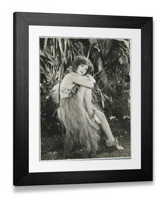 Framed Print : Portrait of Actress Clara Bow in Grass Skirt Framed Print : Portrait of Actress Clara Bow in Grass Skirt