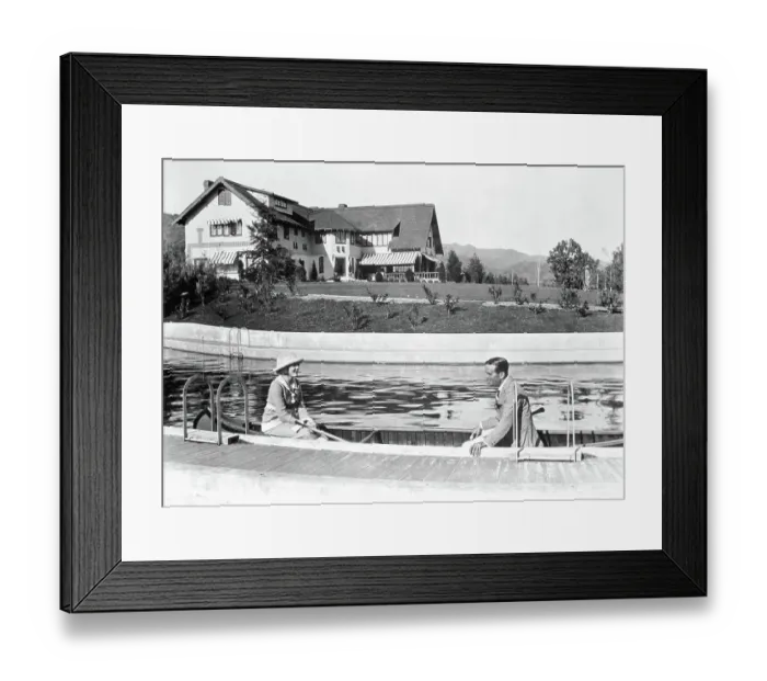 Framed Print : Douglas Fairbanks and Mary Pickford Canoeing at Pickfair Framed Print : Douglas Fairbanks and Mary Pickford Canoeing at Pickfair