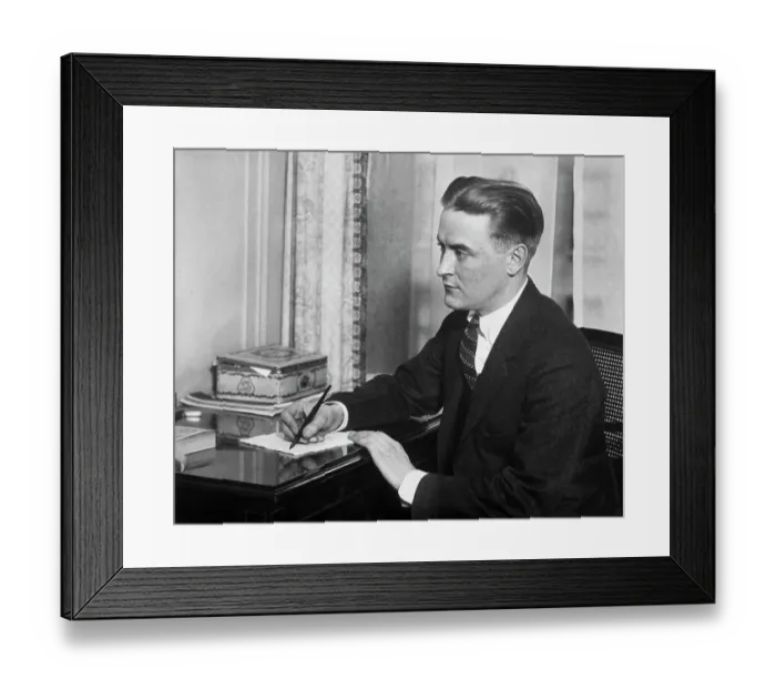 Framed Print : F.Scott Fitzgerald Writing at Desk Framed Print : F.Scott Fitzgerald Writing at Desk