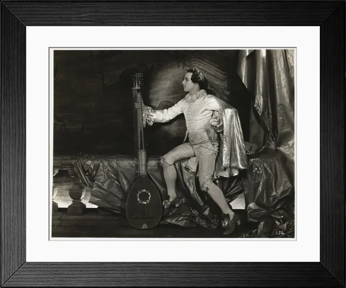 Framed Print : Actor Rudolph Valentino Posing with Mandolin