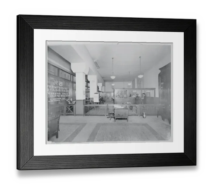 Framed Print : Interior of an Early American Bank Framed Print : Interior of an Early American Bank