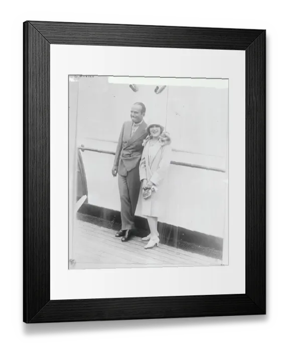 Framed Print : Douglas Fairbanks and Mary Pickford on Ship's Deck Framed Print : Douglas Fairbanks and Mary Pickford on Ship's Deck