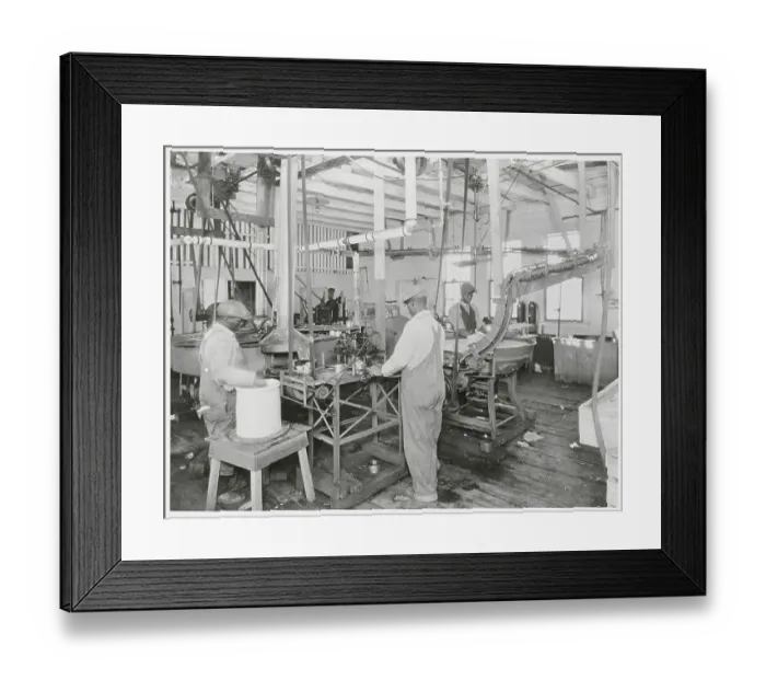 Framed Print : Men Working in Cannery Framed Print : Men Working in Cannery