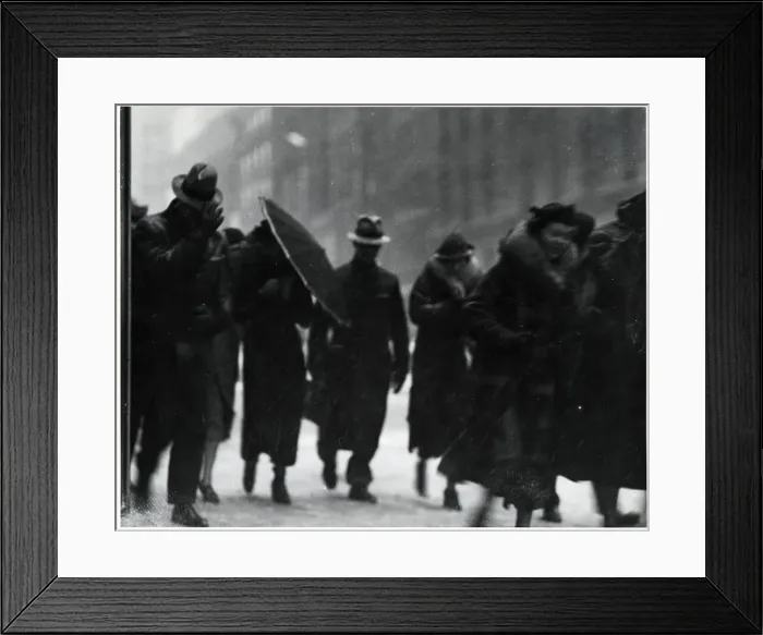 Framed Print : Pedestrians Walking on Windy Day Framed Print : Pedestrians Walking on Windy Day