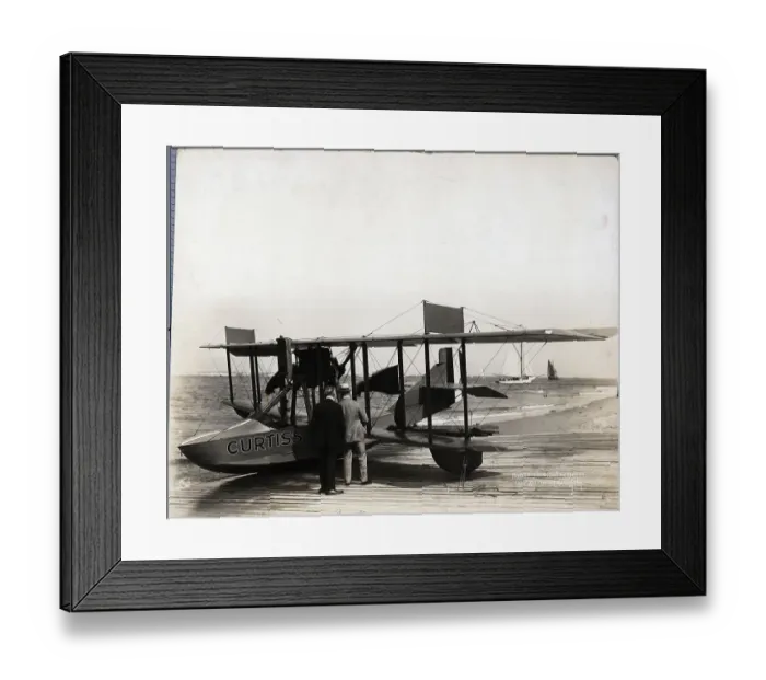Framed Print : Curtiss Hydroplane On Dock On Beach Framed Print : Curtiss Hydroplane On Dock On Beach