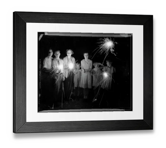 Framed Print : Children Laughing and Holding Sparklers Framed Print : Children Laughing and Holding Sparklers