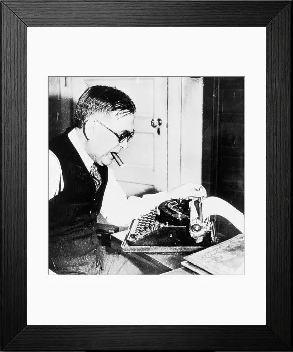 Framed Print : H. L. Mencken Working With Cigar in His Mouth Framed Print : H. L. Mencken Working With Cigar in His Mouth