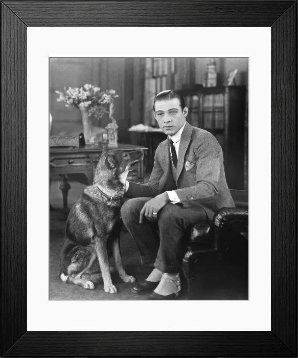 Framed Print : Actor Rudolph Valentino Posing with His German Dog Framed Print : Actor Rudolph Valentino Posing with His German Dog