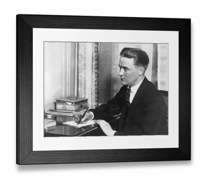 Framed Print : F.Scott Fitzgerald Writing at Desk