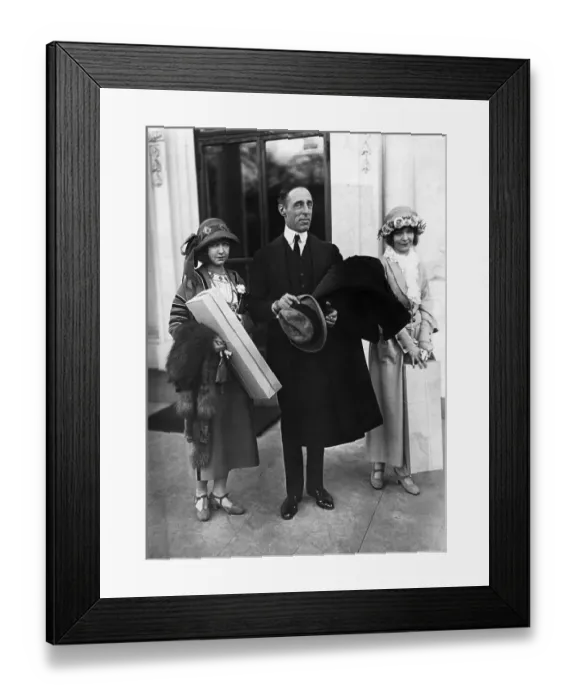 Framed Print : D.W. Griffith Leaving White House with Gish Sisters Framed Print : D.W. Griffith Leaving White House with Gish Sisters