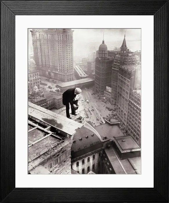 Framed Print : Photographer Atop Skyscraper Framed Print : Photographer Atop Skyscraper