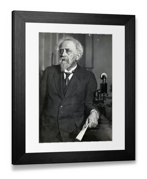 Framed Print : Portrait of French Physicist Jean Baptiste Perrin Posing by Microscope Framed Print : Portrait of French Physicist Jean Baptiste Perrin Posing by Microscope