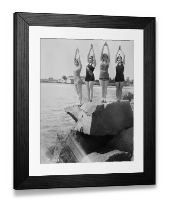 Framed Print : Women Holding up Their Arms in Diving Form Framed Print : Women Holding up Their Arms in Diving Form