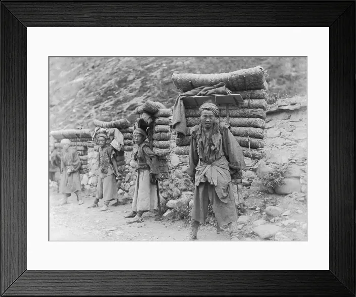 Framed Print : Men Carry Baled Tea Framed Print : Men Carry Baled Tea