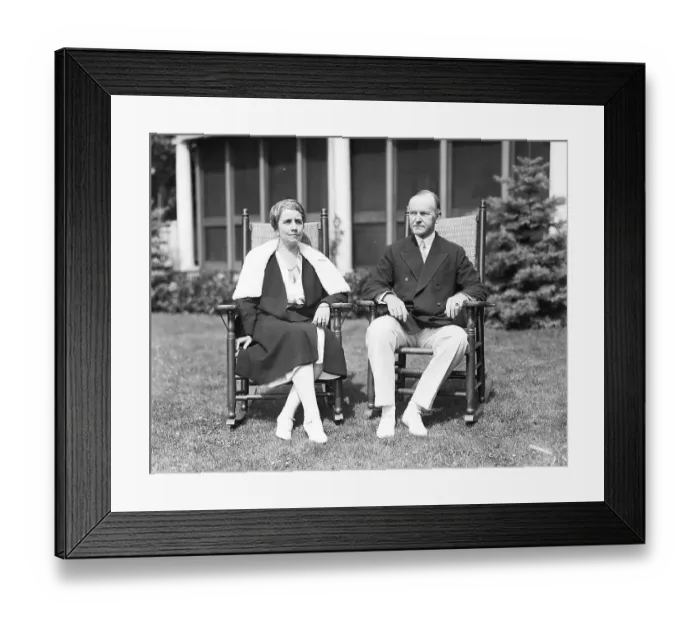 Framed Print : Grace and Calvin Coolidge Seated on Lawn Framed Print : Grace and Calvin Coolidge Seated on Lawn