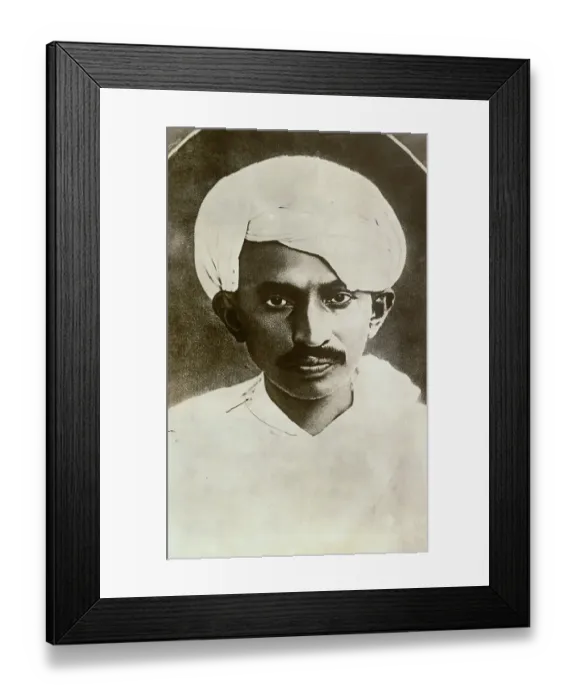 Framed Print : Indian Leader Mahatma Gandhi Wearing Turban Framed Print : Indian Leader Mahatma Gandhi Wearing Turban
