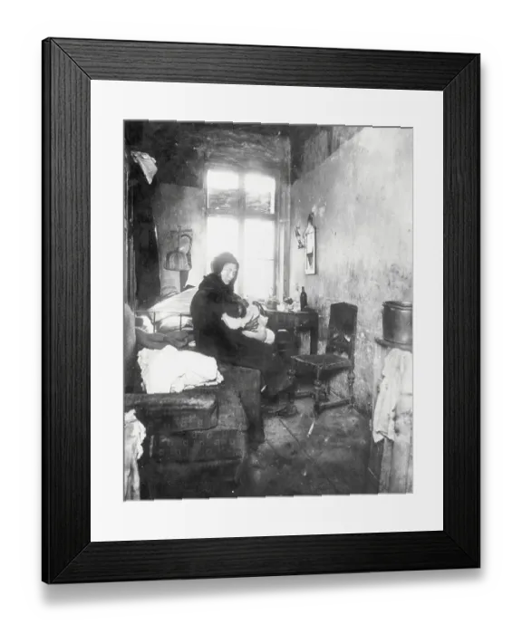 Framed Print : Woman Holding Her Child in Poor Dwellings Framed Print : Woman Holding Her Child in Poor Dwellings