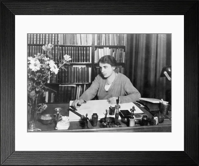Framed Print : Psychiatrist Anna Freud at Her Desk Framed Print : Psychiatrist Anna Freud at Her Desk
