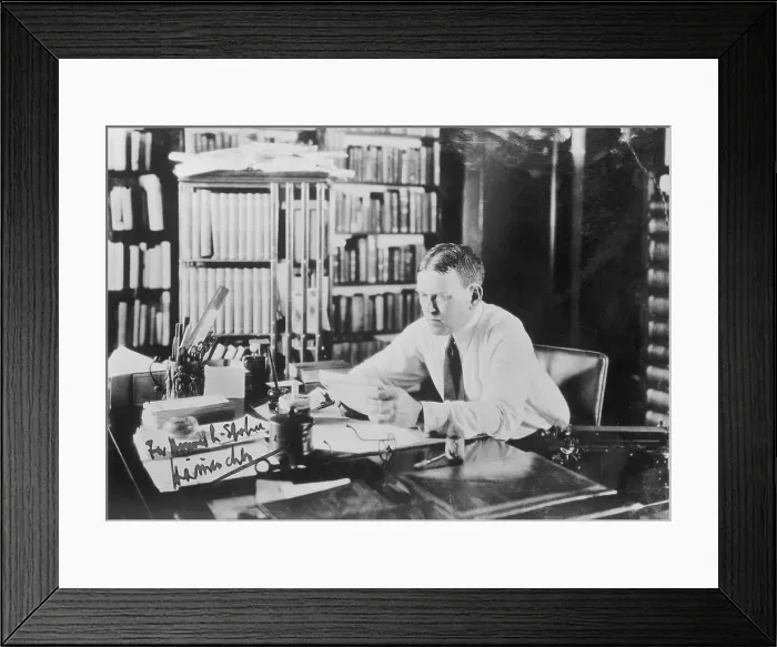 Framed Print : Author H. L. Mencken Reading at His Desk Framed Print : Author H. L. Mencken Reading at His Desk
