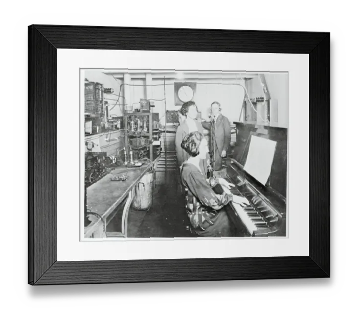 Framed Print : Woman Playing Piano for Radio Broadcast Framed Print : Woman Playing Piano for Radio Broadcast
