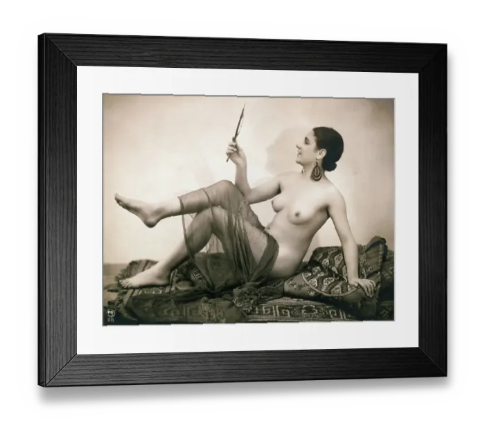 Framed Print : Nude Model Holding Mirror Framed Print : Nude Model Holding Mirror
