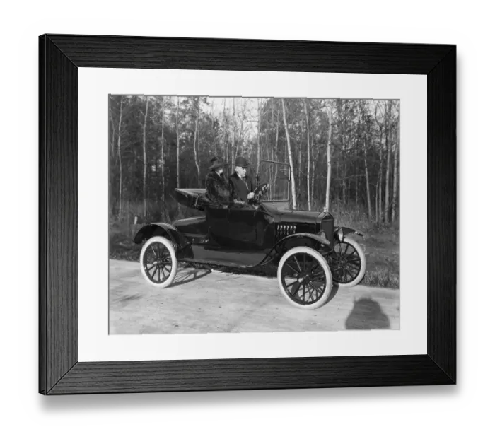 Framed Print : Couple in 1920 Open Model T Runabout Framed Print : Couple in 1920 Open Model T Runabout
