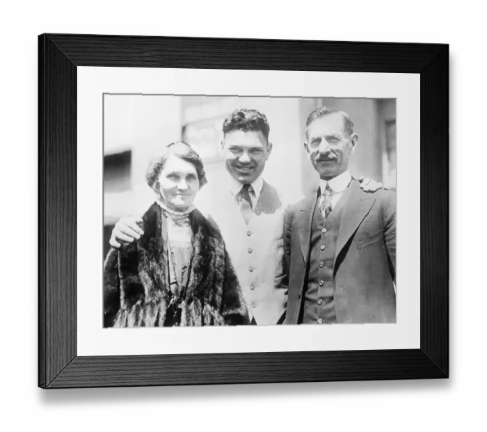 Framed Print : Boxer Jack Dempsey with Mother and Father Framed Print : Boxer Jack Dempsey with Mother and Father