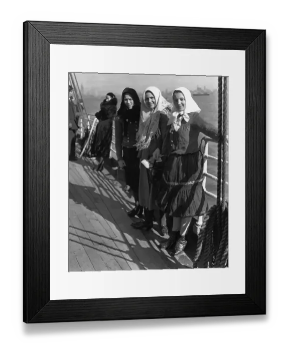 Framed Print : Immigrant Women Posing on Deck of Ship Framed Print : Immigrant Women Posing on Deck of Ship
