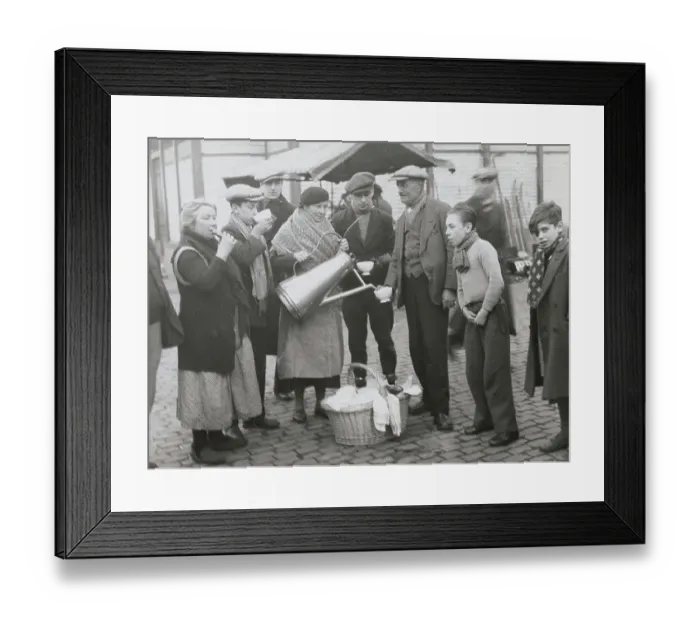 Framed Print : Brussels Citizens Stopping at Street Vendor for Coffee Framed Print : Brussels Citizens Stopping at Street Vendor for Coffee