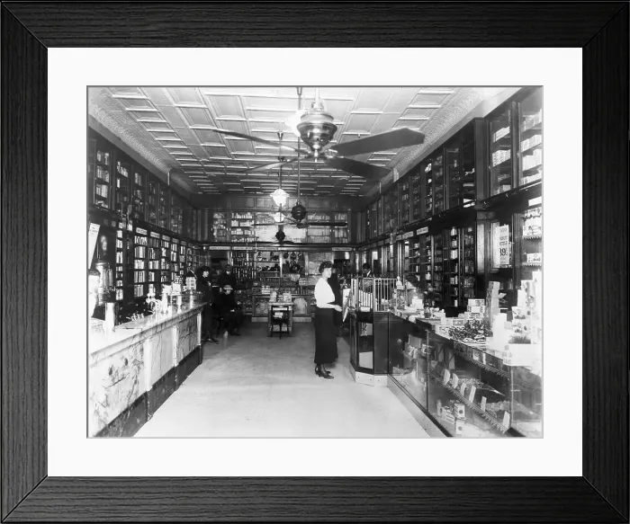 Framed Print : Customers Inside Drugstore Framed Print : Customers Inside Drugstore