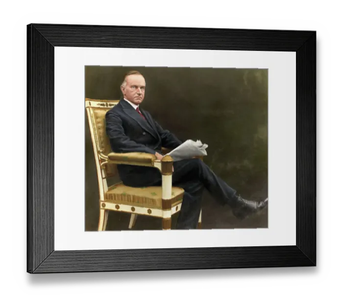 Framed Print : President Calvin Coolidge Sitting with Newspaper Framed Print : President Calvin Coolidge Sitting with Newspaper