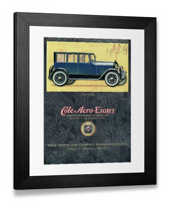 Framed Print : Advertisement for Cole Aero-Eight Car Framed Print : Advertisement for Cole Aero-Eight Car