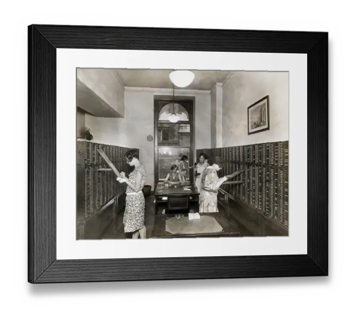 Framed Print : File Clerks At First National Bank In Ny Framed Print : File Clerks At First National Bank In Ny