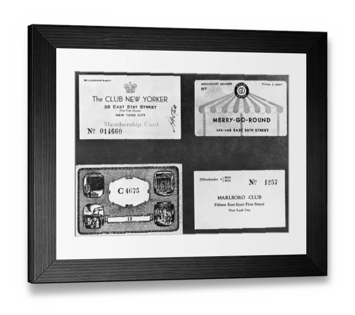 Framed Print : Membership Cards to New York Speakeasies