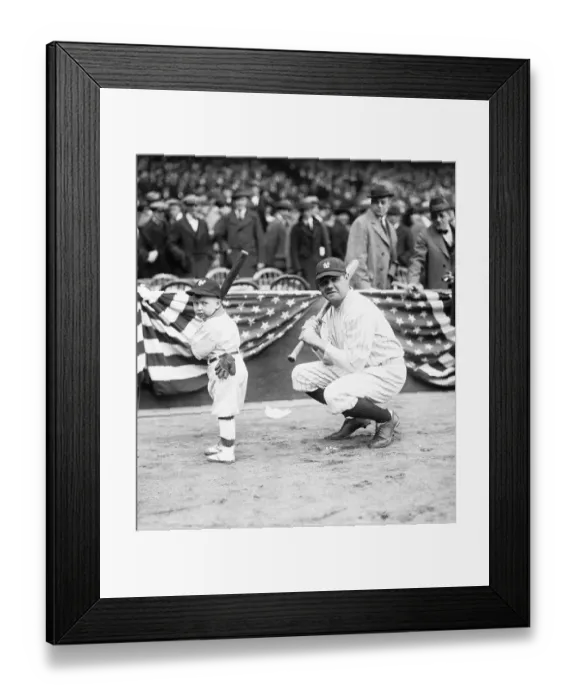 Framed Print : Baseball Player Babe Ruth and Young Boy Holding Bats Framed Print : Baseball Player Babe Ruth and Young Boy Holding Bats