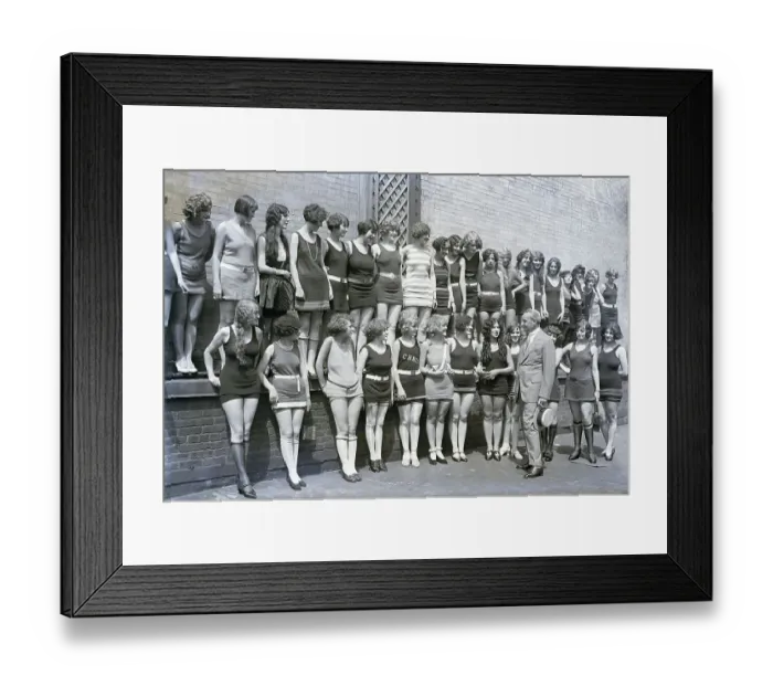 Framed Print : Florenz Ziegfeld Looking at Beauty Contestants in Swimwear Framed Print : Florenz Ziegfeld Looking at Beauty Contestants in Swimwear