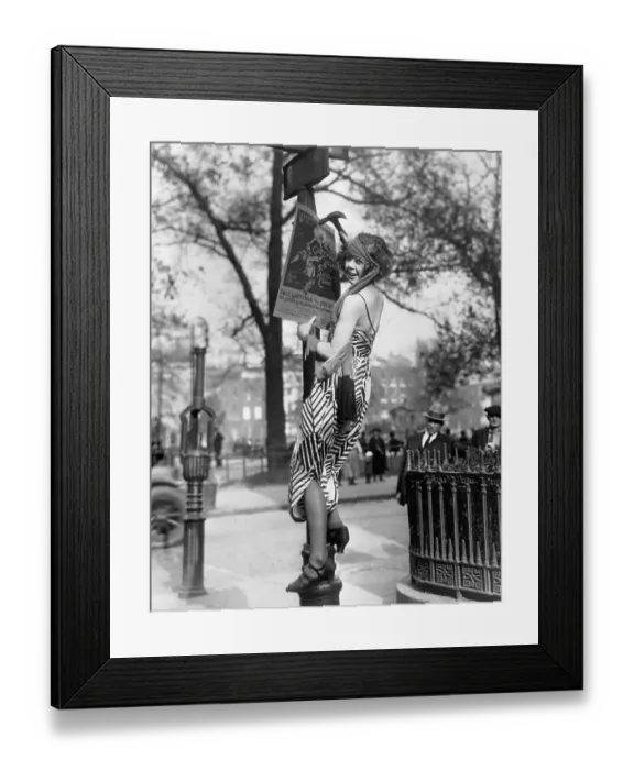 Framed Print : Greenwich Village Woman Hanging Poster Framed Print : Greenwich Village Woman Hanging Poster