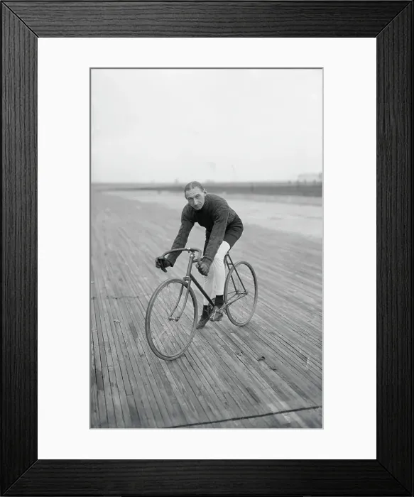 Framed Print : Bicycle Racer on Outdoor Track Framed Print : Bicycle Racer on Outdoor Track