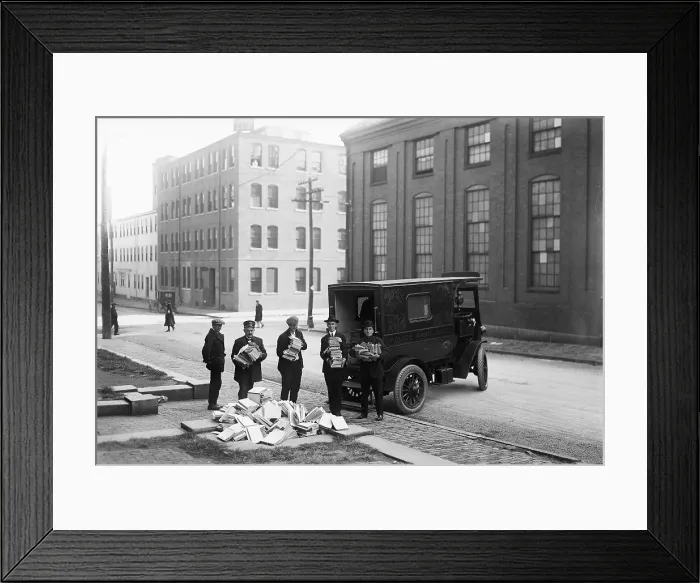 Framed Print : Police Load Van with Communist Literature Framed Print : Police Load Van with Communist Literature
