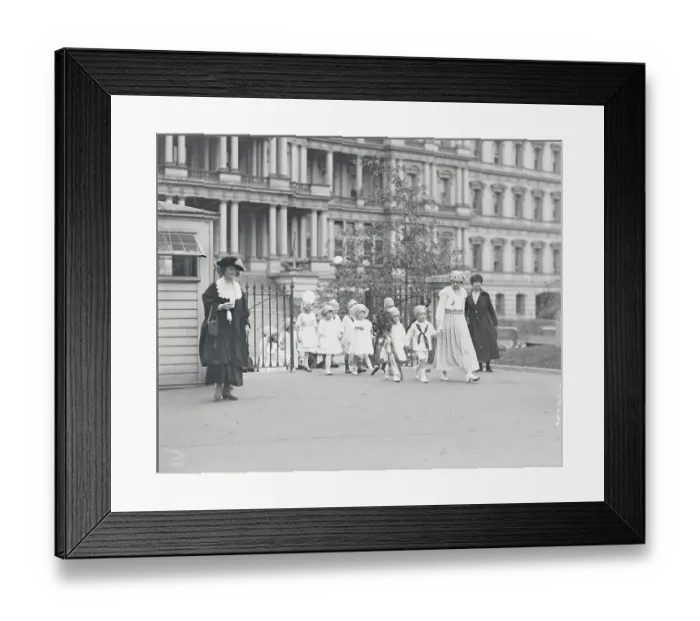 Framed Print : Young Red Cross Affiliates with Chaperons Arriving at White House Framed Print : Young Red Cross Affiliates with Chaperons Arriving at White House