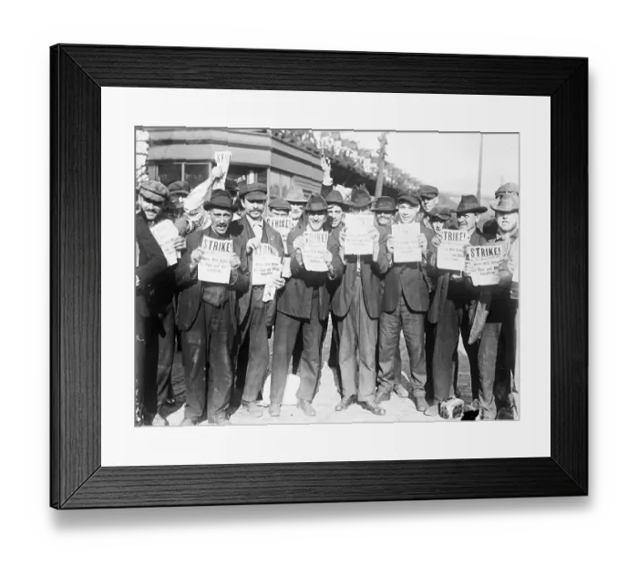 Framed Print : Striking Steelmill Workers Holding Bulletins Framed Print : Striking Steelmill Workers Holding Bulletins