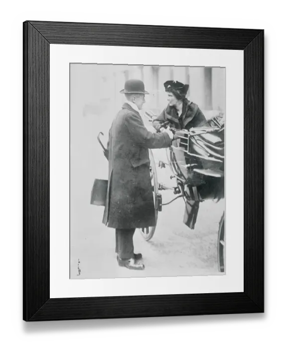 Framed Print : Lady Astor in Buggy Conversing with Isaac Foot Framed Print : Lady Astor in Buggy Conversing with Isaac Foot