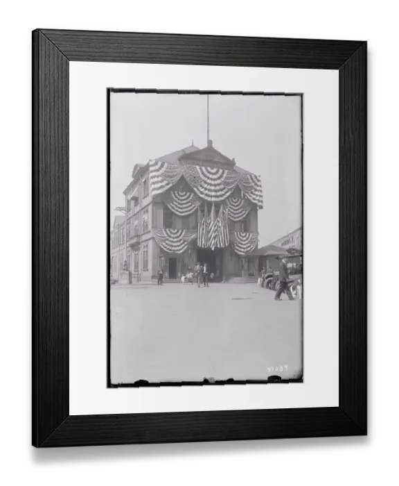 Framed Print : Bunting-Draped Pier in New York Framed Print : Bunting-Draped Pier in New York