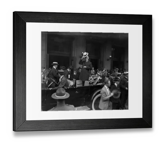Framed Print : President Woodrow Wilson Acknowledges Onlookers