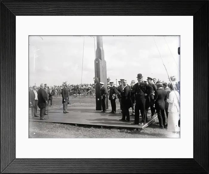 Framed Print : Prince Of Wales Unfurls Flag At Bridge