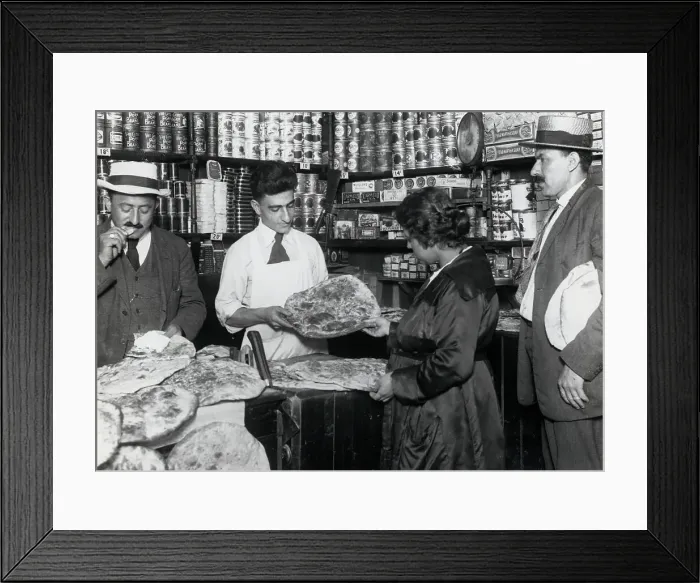 Framed Print : Customers Buying Marcouck From Syrian Shopkeeper Framed Print : Customers Buying Marcouck From Syrian Shopkeeper
