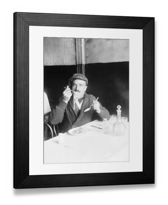 Framed Print : Italian Man Eating Spaghetti Framed Print : Italian Man Eating Spaghetti