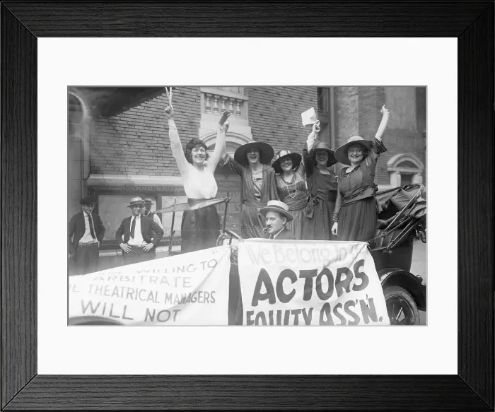 Framed Print : Picketing Chorus Girls with Raised Arms