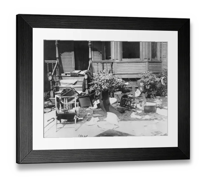 Framed Print : Home Damaged in Chicago Riot