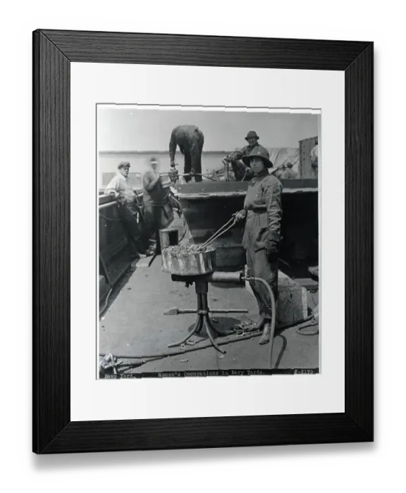 Framed Print : Woman Heating Rivets @ Ship Yard - 1919 Framed Print : Woman Heating Rivets @ Ship Yard - 1919